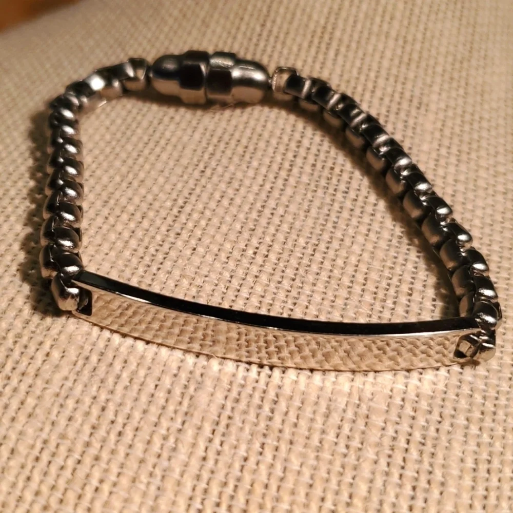 🌾SILVER TONE CHAIN LINK BRACELET - Picture 1 of 11